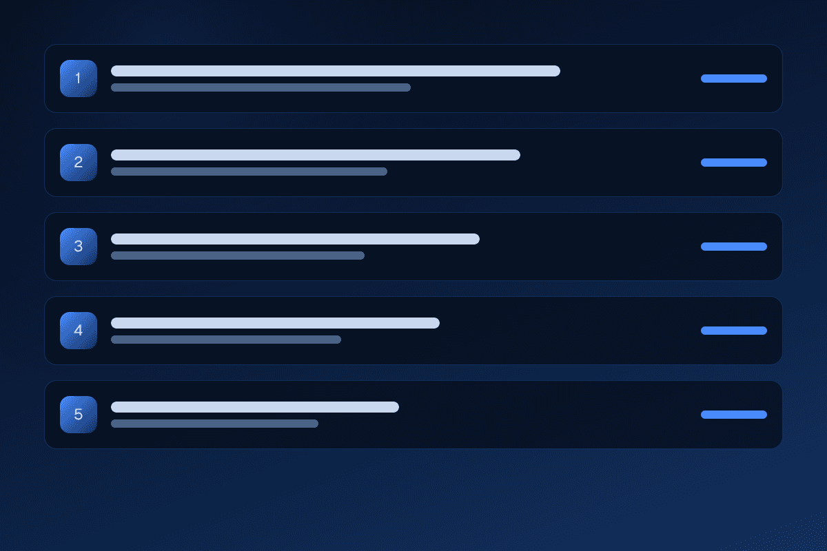 Representação de uma lista de resultados comparada a uma resposta direta com referência